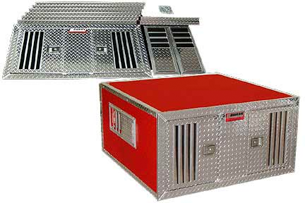 Dog Box DIY Series Double Compartment / 46 W x 48 D x 25 H / Standard Vents / Diamond Tread Aluminum Parts / Owens Products