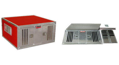 Dog Box DIY Series Double Compartment / 38 W x 48 D x 25 H / Standard Vents / Diamond Tread Aluminum Parts / Owens Products