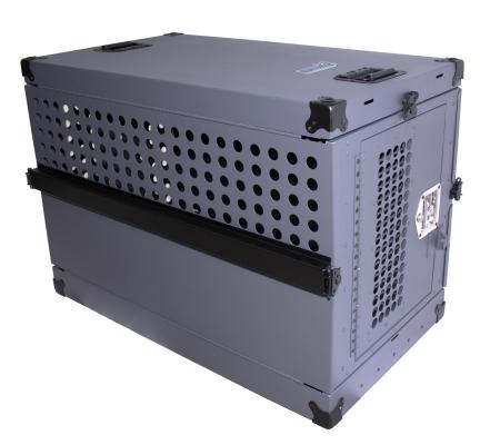 Dog Crate Professional K9 Series Single Compartment Collapsible Working Dog Crate / 25 W x 41 D x 29 H / Gray Powder Coat / Mill Finish Aluminum / Owens Products