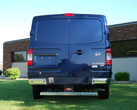 Hitch Step Owens Commercial Rear Step Diamond With Star Burst Grip 11-21 Nissan NV Full Size Van Rear Entry Step Aluminum Bright Owens Products