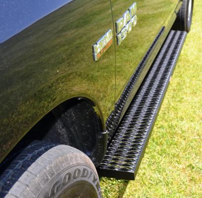 Running Boards Grip Strut Commercial 13-18 Ram 1500 Series Quad Cab Aluminum Textured Black Owens Products