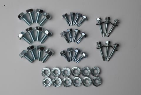 Bolt Pack BP33 for Bracket Kits / 4 Types Bolts Nuts Screws Washers / 42 Pieces / Silver / Owens Products