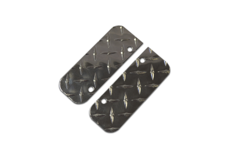 End Caps for Owens Classic Running Boards / Diamond Tread Aluminum / Bright / Pair / Owens Products