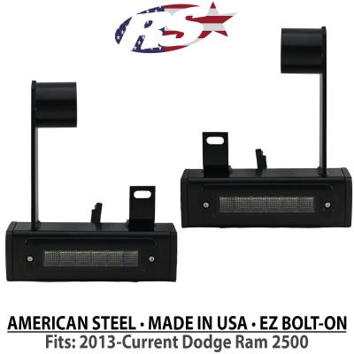 2013-Current Dodge Ram 2500 Hitch Bar Reverse 7in LED Flood Lighting Heavy Duty Bolt-On Blacked Out Kit with Heated Lens and Dual End Light Cap