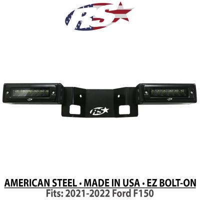 2021-2022 Ford F150 Hitch Bar Reverse 7in LED Flood Lighting Heavy Duty Bolt-On Blacked Out Kit with Heated Lens and Dual End Light Cap