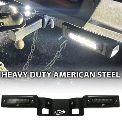 20-24 Chevy GMC 1500 Hitch Bar Reverse 7in LED Flood Lighting Heavy Duty Bolt-On Blacked Out Kit with Heated Lens and Dual End Light Cap