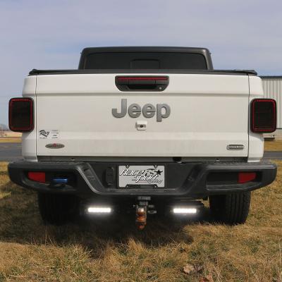 2020-Current Jeep Gladiator Hitch Bar Reverse 7in LED Flood Lighting Heavy Duty Bolt-On Blacked Out Kit with Heated Lens and Dual End Light Cap