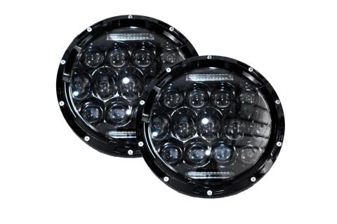 7 Inch LED Projector Conversion Kit 13x5W Plug-N-Play H4 H/L Black Pair Race Sport Lighting
