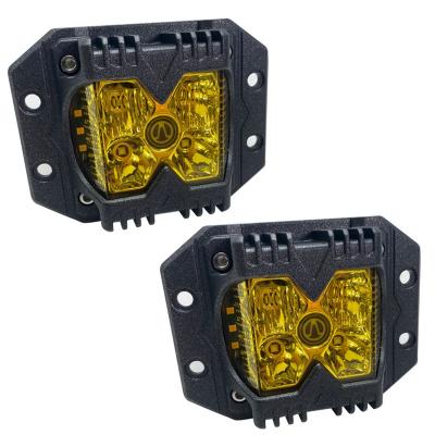 40-Watt LED Auxiliary Flush Mount Light with Amber Side Strobe HD Series with Amber Fog Cutting Lens Pair Race Sport Lighting