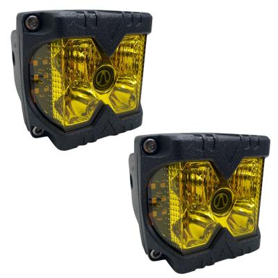40-Watt LED Auxiliary Cube Light with Amber Side Strobe HD Series with Amber Fog Cutting Lens Pair Race Sport Lighting