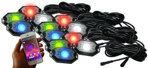 12-POD RGB+W Hi-Power Rock Light Complete Kit with Bluetooth APP Controls Race Sport Lighting