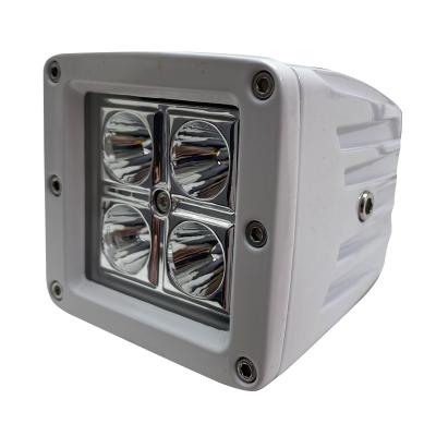 White Marine Series 3x3 Inch 16-Watt 4-LED CREE Cube Docking Spreader Light With Optional Amber Anti-Fog Cover Each Race Sport Lighting