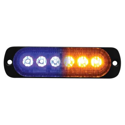 Amber/Blue Switching 6-LED Ultra Slim Flush Mount 19-Flash Pattern Marker Strobe Light