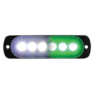 Green/White Switching 6-LED Ultra Slim Flush Mount 19-Flash Pattern Marker Strobe Light