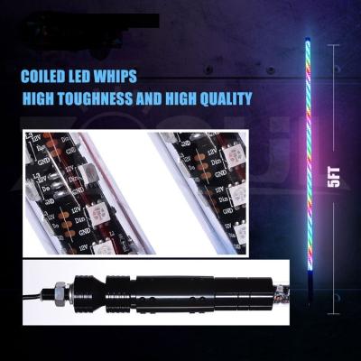 5-Foot Long ColorSMART Chasing RGB Multi-Color Whip with over 150+ Patterns - Bluetooth Controlled and American Flag Race Sport Lighting