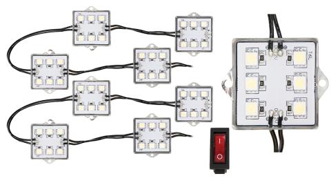 Super-Bright 8-Pod LED Bed Rail Lighting System w/ Toggle Switch White Race Sport Lighting