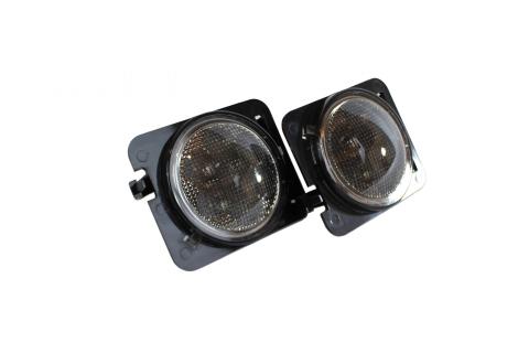 07-18 Jeep Wrangler Amber color Front Side Marker LEDs With black smoked lens Pair 4-Watt 80 Lumen Race Sport Lighting
