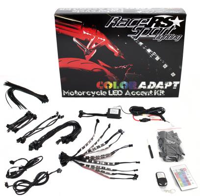 Adaptive RGB LED Weatherproof Motorcycle Kit Complete 10-Strip Kit ColorADAPT Race Sport Lighting
