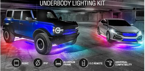ColorSMART Chasing Pattern RGB LED Aluminum Solid Underbody Kit with Key Card RGB Remote and Bluetooth App Control Race Sport Lighting