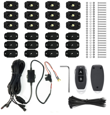 12pc Ultra Bright White 14000 Lumen LED Rock Light Crawler Kit with Seven Fade and Strobe Patterns Race Sport Lighting