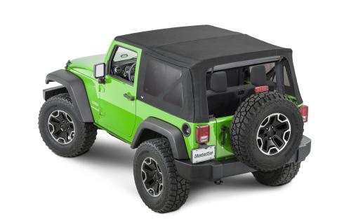 MasterTwill Full Hardware Top Tinted Glass For 07-18 Jeep Wrangler JK 2 Dr Black Master Twill Mastertop