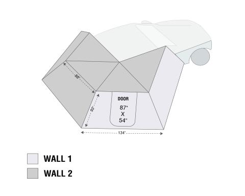 Overland Vehicle Systems Freestanding Passenger Nomadic 270 LT Awning Wall 2 Overland Vehicle Systems