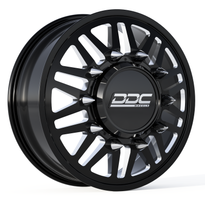 Dually Wheels Aftermath Black/Milled 20X8.25 10X225 Super Duty/Ram Dually Wheel Kit F-450 05-10 F-450 15-25 Ram 4500 08-25 DDC Wheels