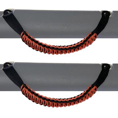 Paracord Grab Handles Pair for 21-25 Ford Bronco Roll Bar Front or Rear Black/Mango Bartact