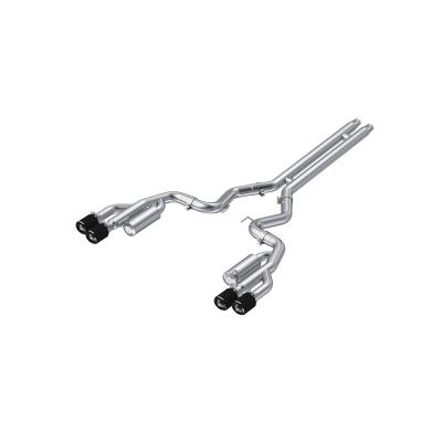 18-23 Ford Mustang GT 5.0L T304 Stainless Steel 3 Inch Cat-Back Dual Rear with Quad Carbon Fiber Tips Race Version MBRP