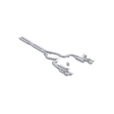 24-Up Ford Mustang GT 5.0L, Armor Lite Aluminized Steel 3 Inch Cat-Back Dual Split Rear with Quad Tips, Race Profile MBRP