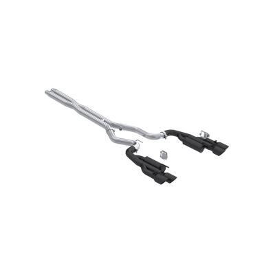 24-Up Ford Mustang GT 5.0L, Armor BLK Black-Coated Aluminized Steel 3 Inch Cat-Back Dual Split Rear with Quad Black Tips, Race Profile MBRP