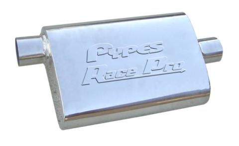 Race Pro Series Muffler 14 in 2.5 in Offset/Center Hardware Not Incl Polished 304 Stainless Steel Pypes Exhaust