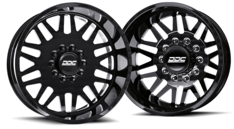 Dually Wheels Aftermath Black/Mill 22x8.25 10x225 SS Fronts 05-10 Ford 15-25 F-450/F-550 Dodge Ram 08-25 4500/5500 DDC Wheels