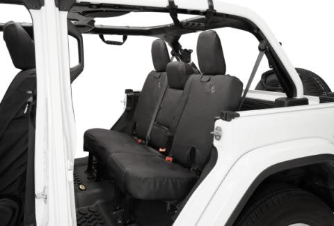 Jeep Seat Covers For Jeep 2018-2023 Wrangler JL 4 Door Rear without Fold Down Arm Rest Premium Vinyl Fabric Black Diamond Bestop