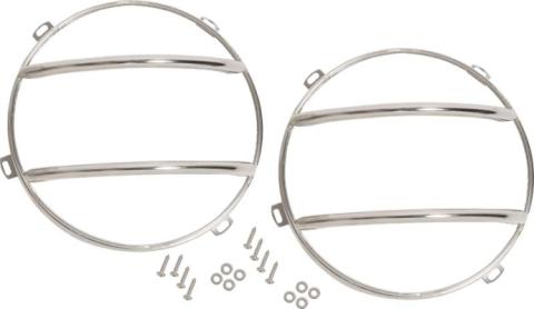 Jeep JK Euro Headlight Guards Pair 07-18 Wrangler JK Polished Silver Kentrol