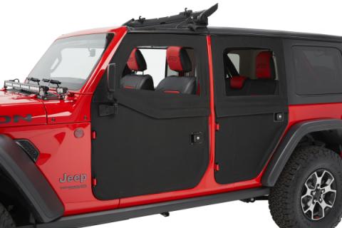 Jeep Doors Full 2-Piece Fabric Doors For Jeep 2020-2024 Gladiator Clear Vinyl Rear Black Diamond Fabric Pair Bestop