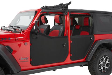 Jeep Doors Full 2-Piece Fabric Doors For Jeep 2020-2024 Gladiator Clear Vinyl Rear Black Diamond Fabric Pair Bestop