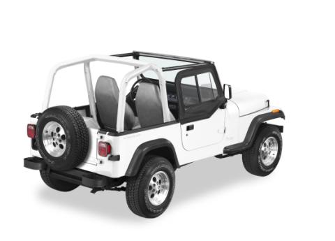 Square Upper Door Sliders Rear Corner Jeep 1988-1995 Wrangler YJ Fits original factory hardware or Replace-A-Top 51120, 51123 Black Denim Single Sliding Bestop