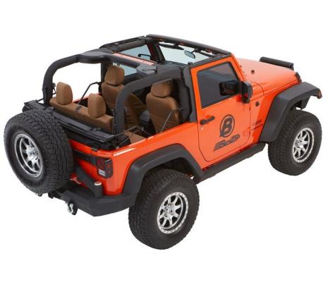 Jeep Wrangler Trektop Glide Slantback Soft Tops For Jeep 2007-2018 Wrangler JK 2 Door Black Diamond Bestop