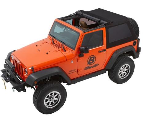Jeep Wrangler Trektop Glide Slantback Soft Tops For Jeep 2007-2018 Wrangler JK 2 Door Black Diamond Bestop
