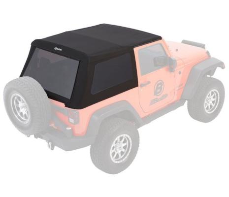 Jeep Wrangler Trektop Glide Slantback Soft Tops For Jeep 2007-2018 Wrangler JK 2 Door Black Diamond Bestop