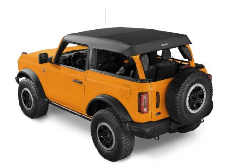 Trektop Slantback Soft Top For Ford 2021-2024 Bronco 2 Door No Raptor Black Diamond Preminum Fabric Bestop