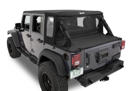 Jeep Wrangler Halftop Soft Top Conversion Kit For Jeep 2007-2018 Wrangler JK 4 Door Black Diamond Bestop