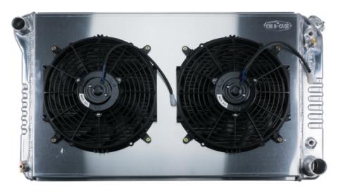 77-87 Chevy/GMC Pickup Truck 21 Inch Aluminum Radiator AT and 12 Inch Fan Kit Cold Case Radiators