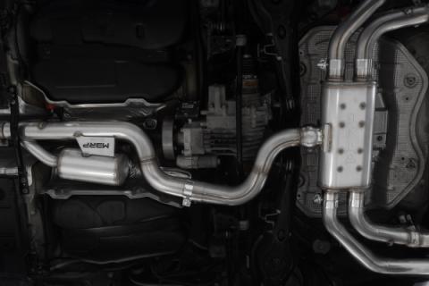 2015-2020 Audi S3 T304 Stainless Steel 3 Inch Cat Back Quad Split Rear Exit with Carbon Fiber Tips Active Exhaust MBRP