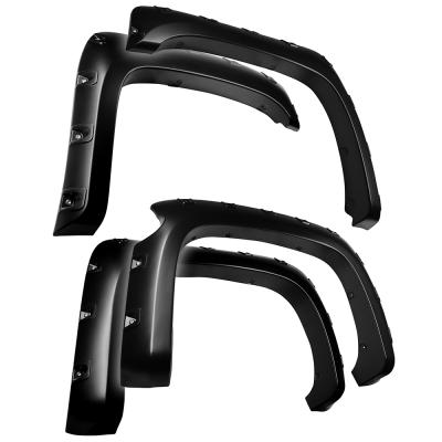 Fender Flares For 07-13 Silverado 1500 For 69.3.0 Inch Short Bed Crew Cab Excludes 07 Classic Models Paintable Smooth Matte Black Pocket Bolt-Riveted Style Set 4PC Tyger Auto