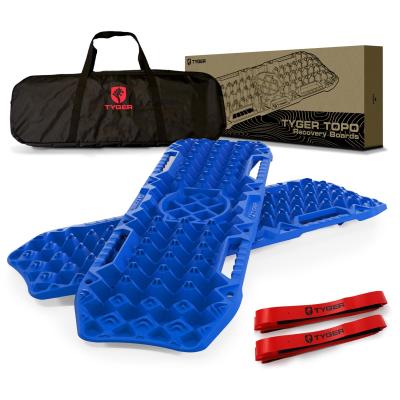 Topo Off-Road Recovery Boards Jack Lift Compatible Extra Wide Emergency Rescue on Mud, Snow, Sand for Trucks SUV Tire Wheel Traction Mat Ramp Pads Pair Blue Tyger Auto