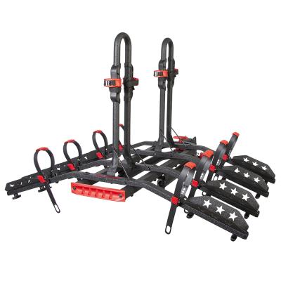 Deluxe 4-Bike Hitch Mounted Bicycle Platform Carrier Rack Free Hitch Lock Fits 2 inch Receivers Soft Cushion Protector Tyger