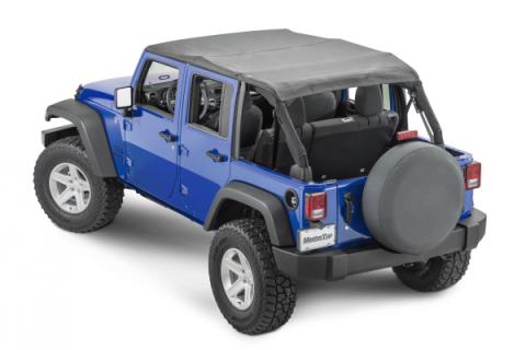 Bimini Top Plus with Integrated Grab Handle, 07-18 Jeep JK Wrangler 4 Door, Black Diamond MasterTop