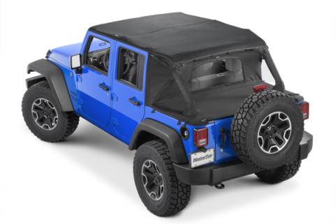 Jeep JK Combo For Soft Top Equipped Cable Style Bimini Top Plus 07-09 Wrangler JK 4 Door w/s Header Includes Conversion Kit WindStopper Plus and Tonneau MasterTwill MasterTop